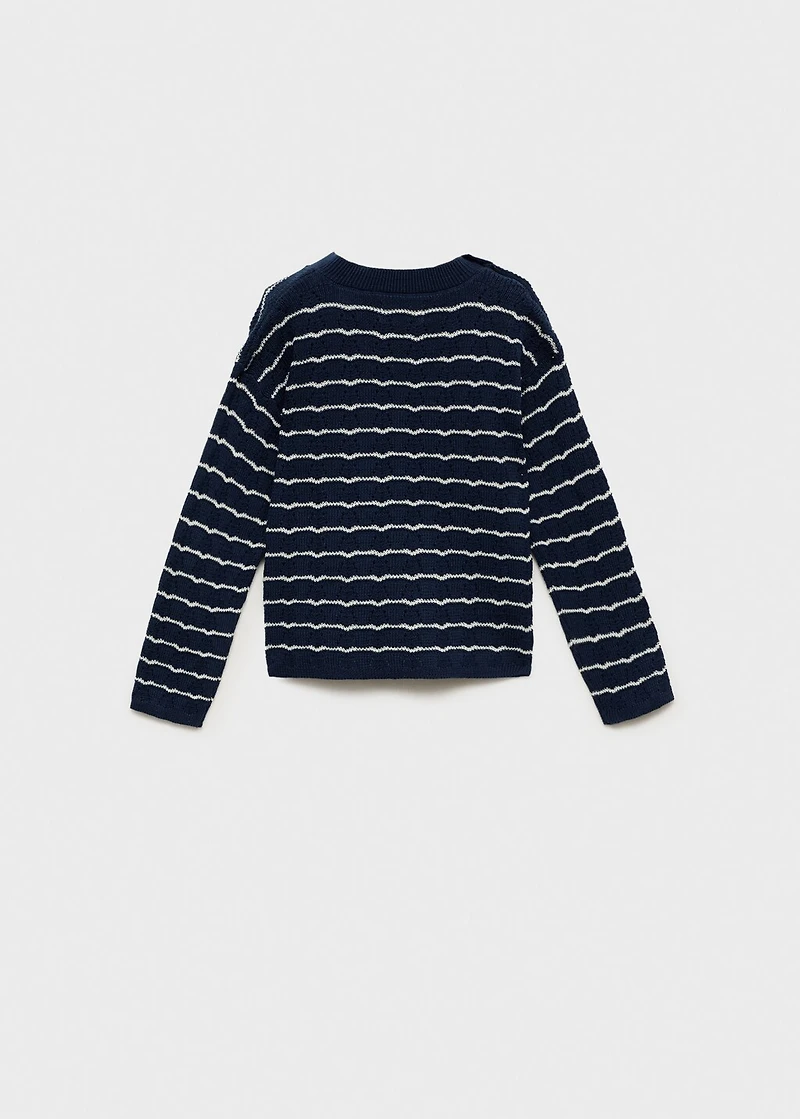 Striped knit sweater with lace accents