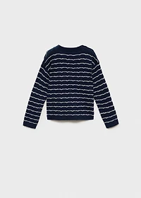 Striped knit sweater with lace accents