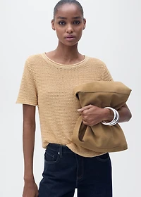 Short-sleeved chunky-knit sweater