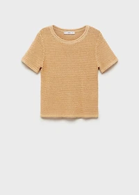 Short-sleeved chunky-knit sweater