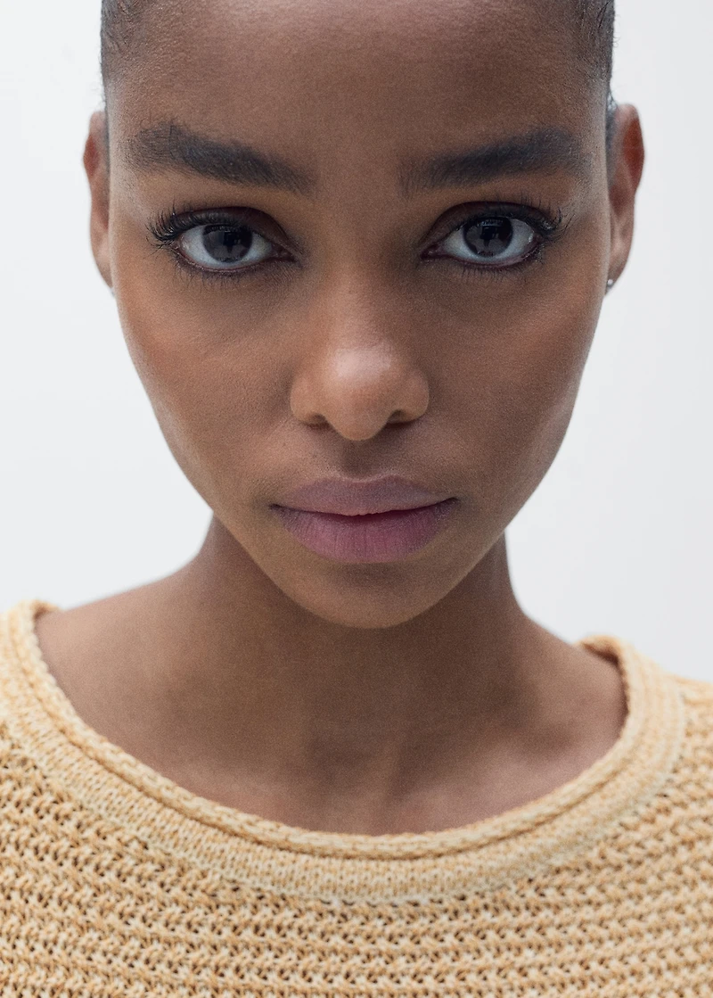 Short-sleeved chunky-knit sweater