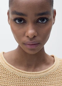 Short-sleeved chunky-knit sweater