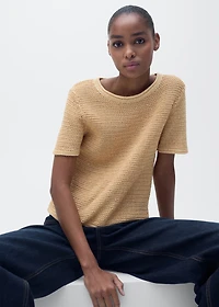 Short-sleeved chunky-knit sweater