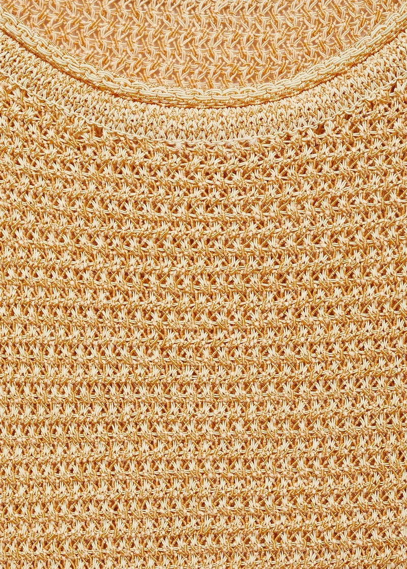 Short-sleeved chunky-knit sweater