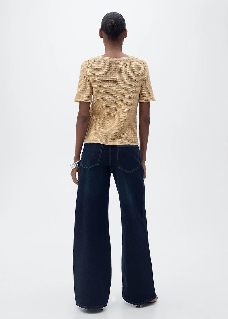 Short-sleeved chunky-knit sweater