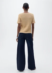 Short-sleeved chunky-knit sweater