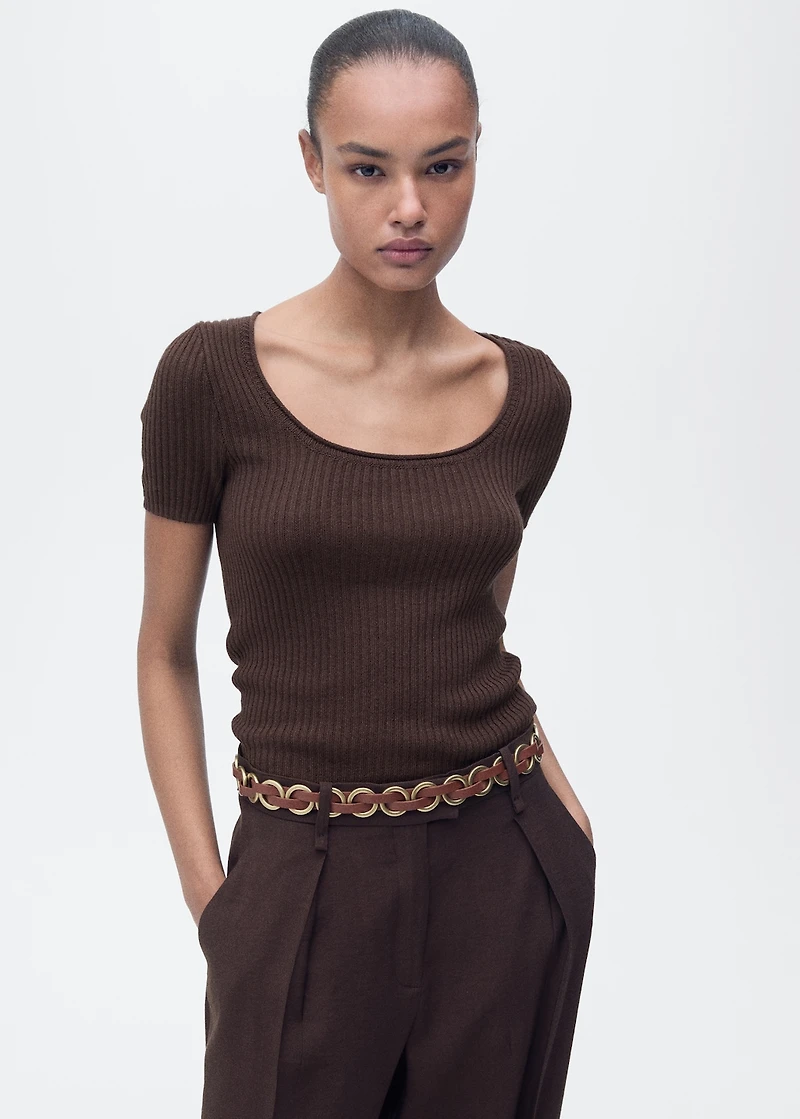 Linen-blend knitted sweater