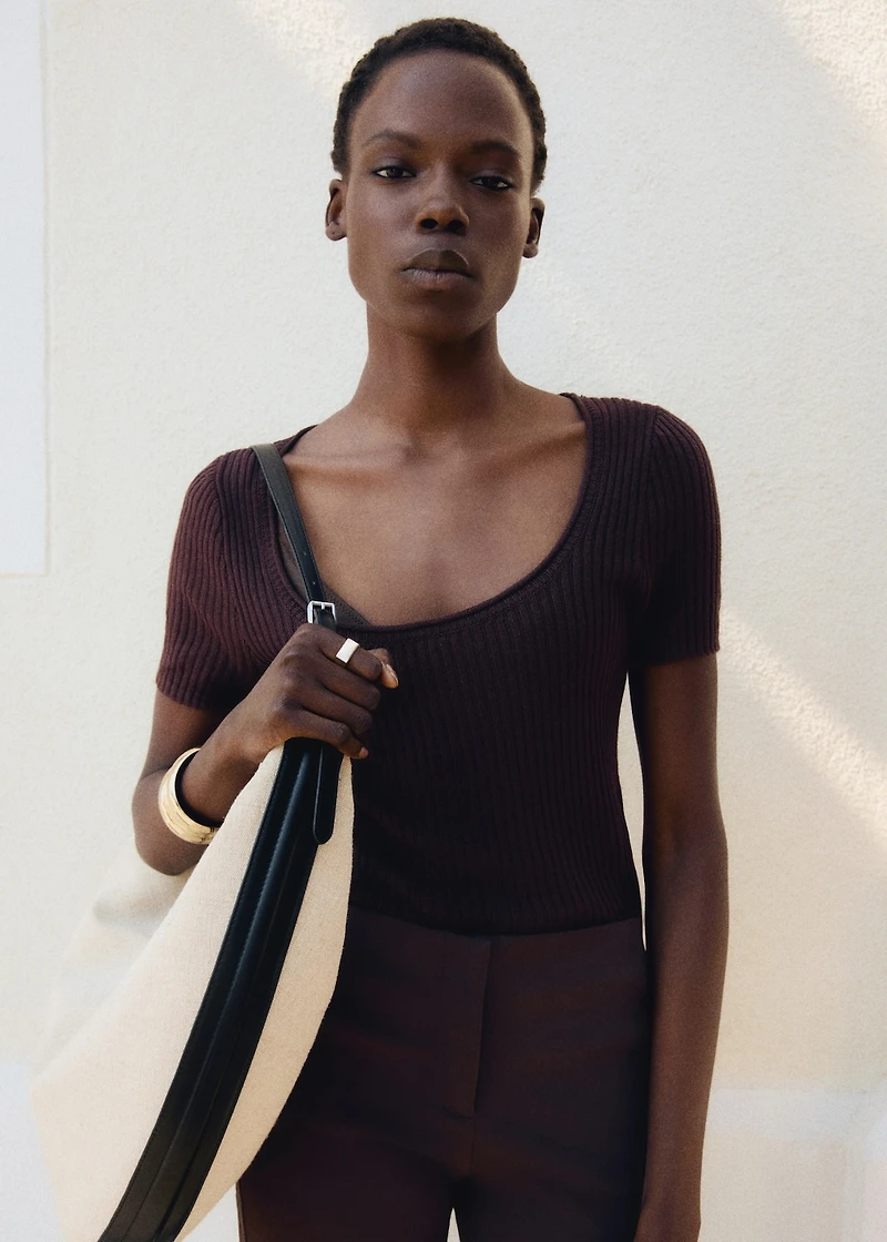 Linen-blend knitted sweater