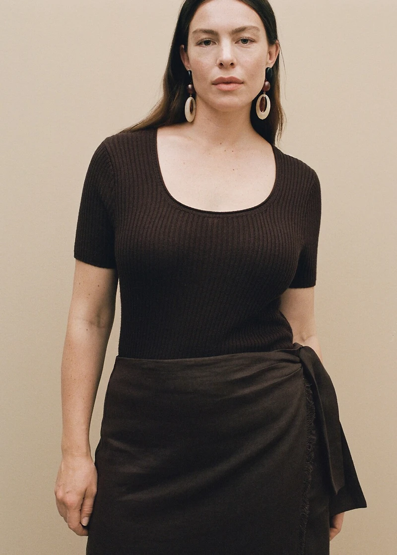 Linen-blend knitted sweater