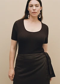 Linen-blend knitted sweater