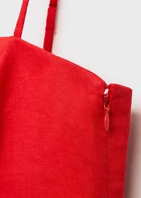 Bow linen-blend dress