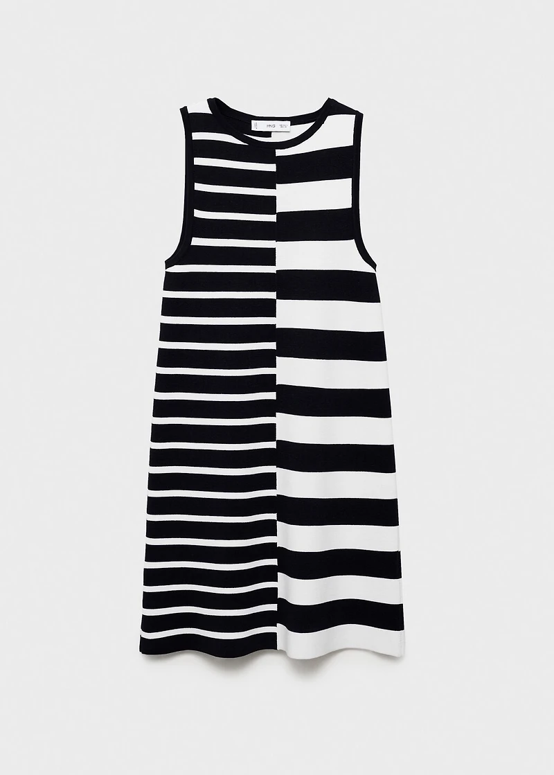 Knitted dress with combined stripes
