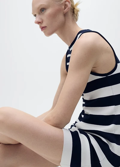 Knitted dress with combined stripes
