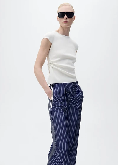 Satin pants with combined stripes