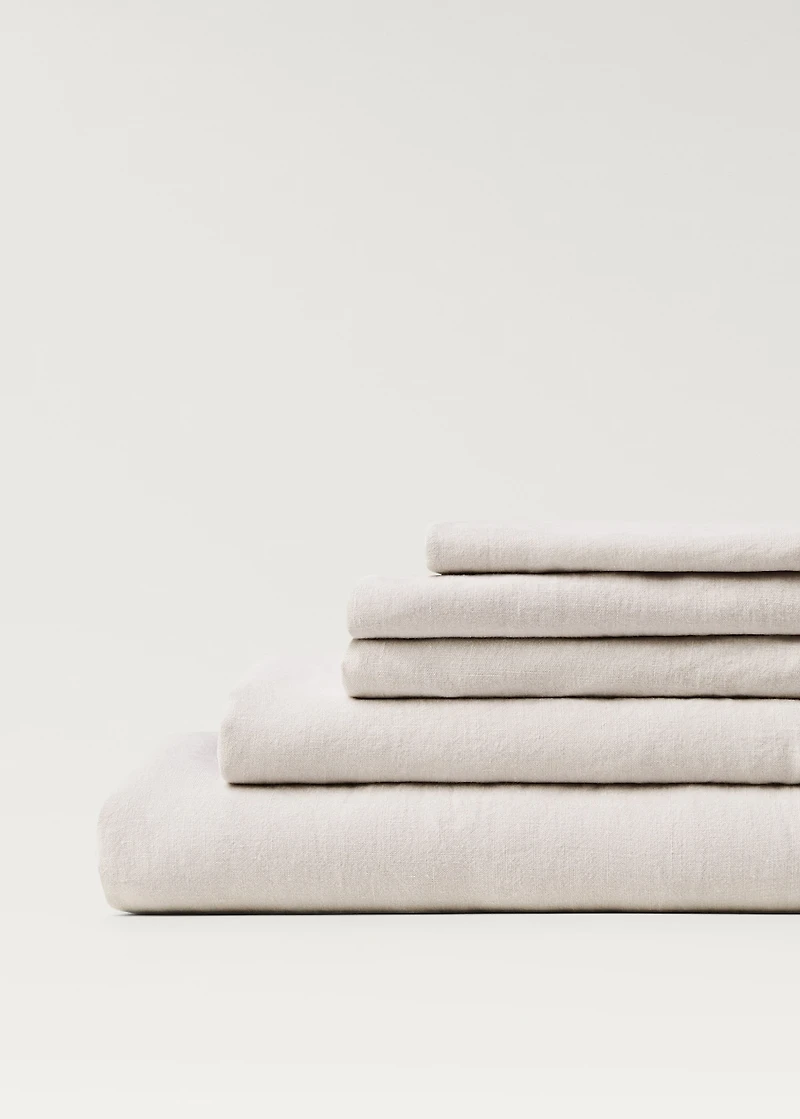 Washed linen top sheet for 90 cm bed