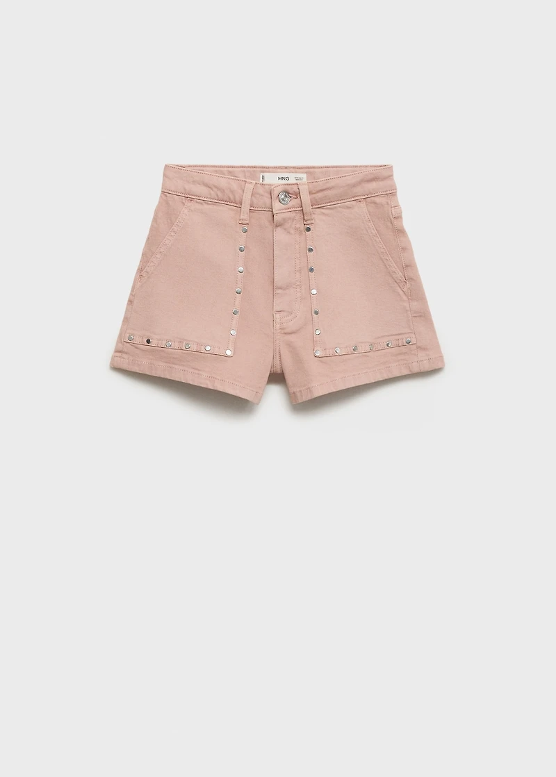 Studded denim shorts