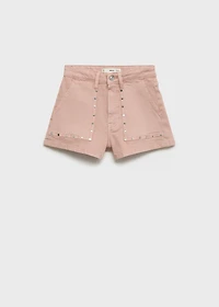 Studded denim shorts