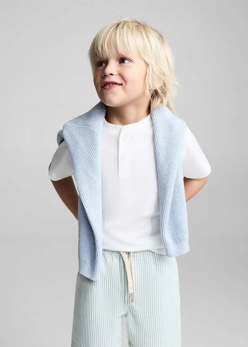 Striped bermuda shorts with drawstring