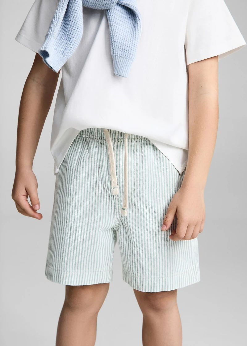 Striped bermuda shorts with drawstring