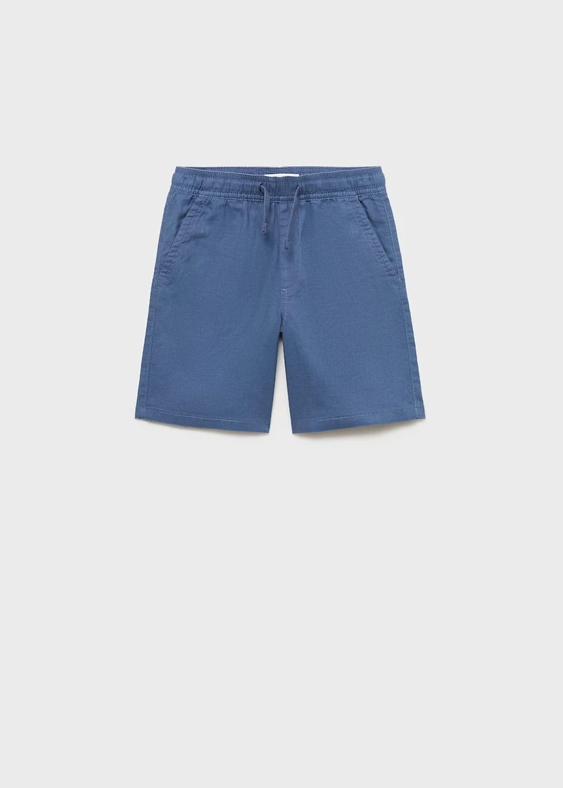 Elastic waist linen Bermuda shorts