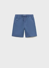 Elastic waist linen Bermuda shorts