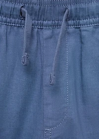 Elastic waist linen Bermuda shorts