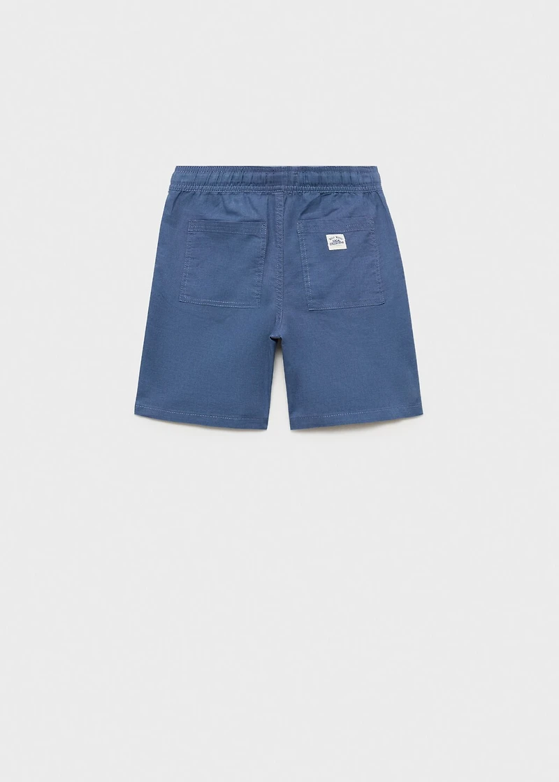 Elastic waist linen Bermuda shorts