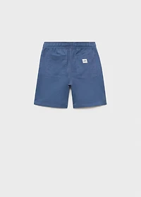 Elastic waist linen Bermuda shorts