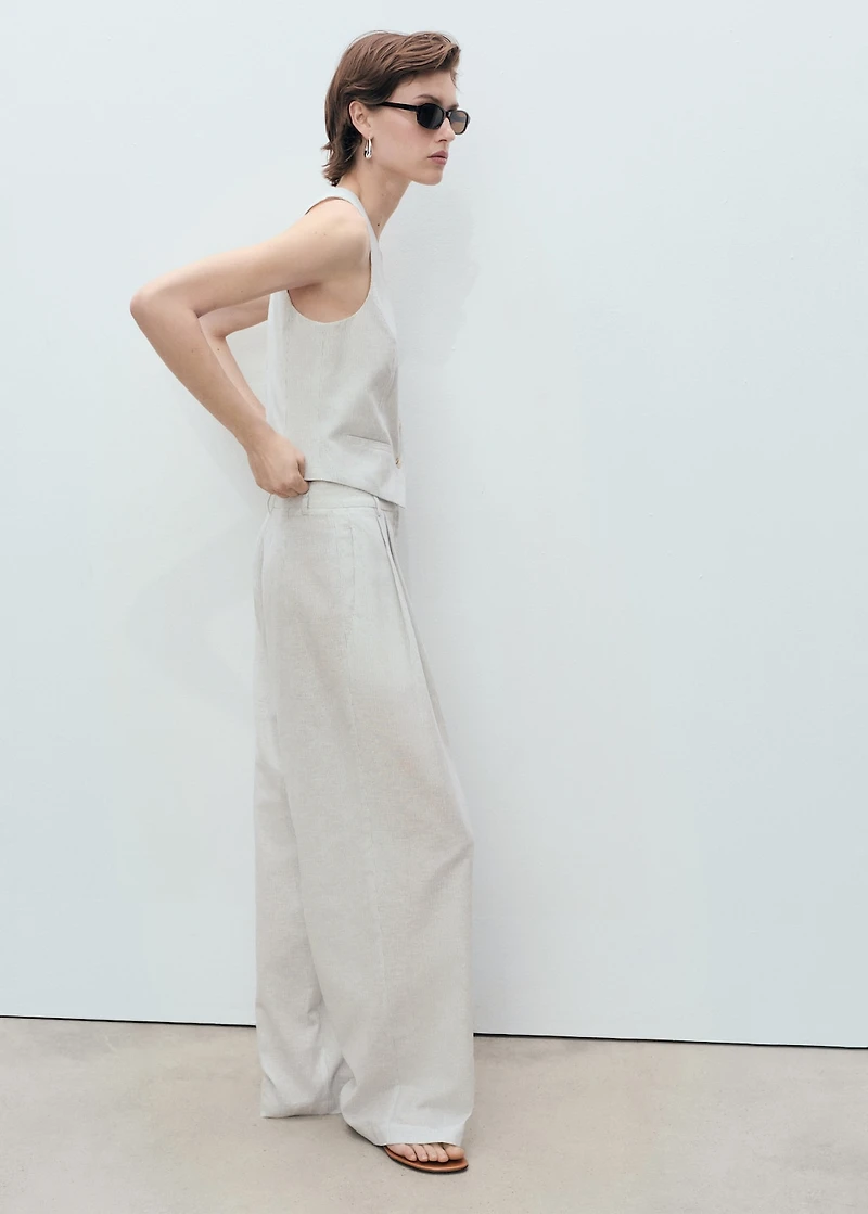 Linen-blend suit vest