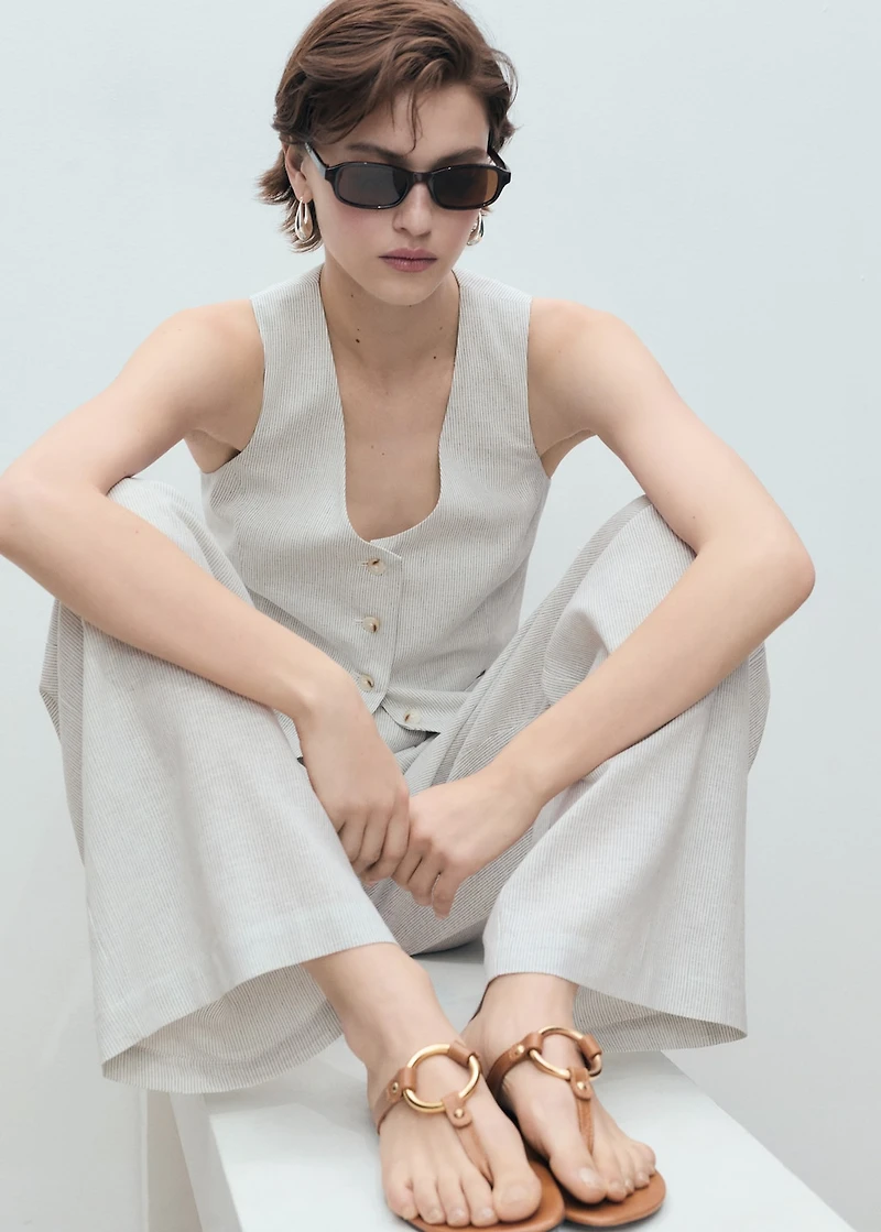 Linen-blend suit vest