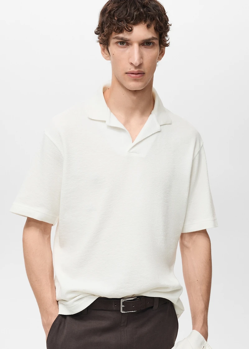 Textured cotton relaxed-fit polo shirt