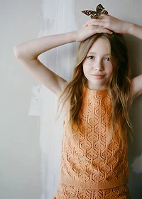 Knit top with lace accents