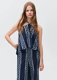 Embroidered straight-fit pants