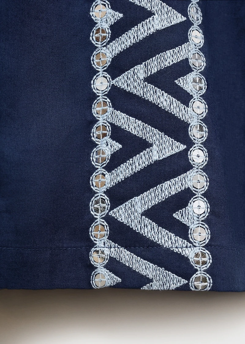 Embroidered straight-fit pants