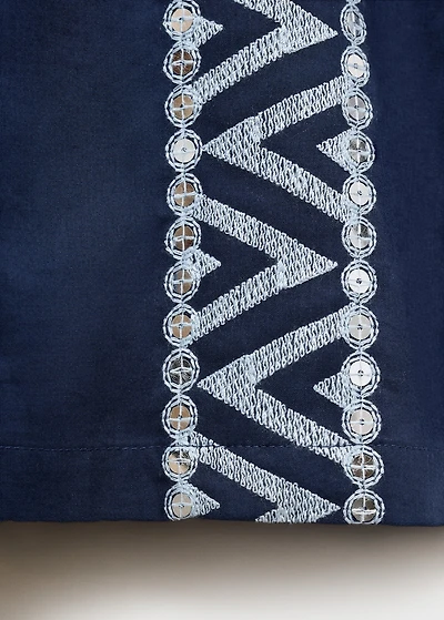 Embroidered straight-fit pants