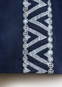 Embroidered straight-fit pants