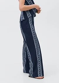 Embroidered straight-fit pants