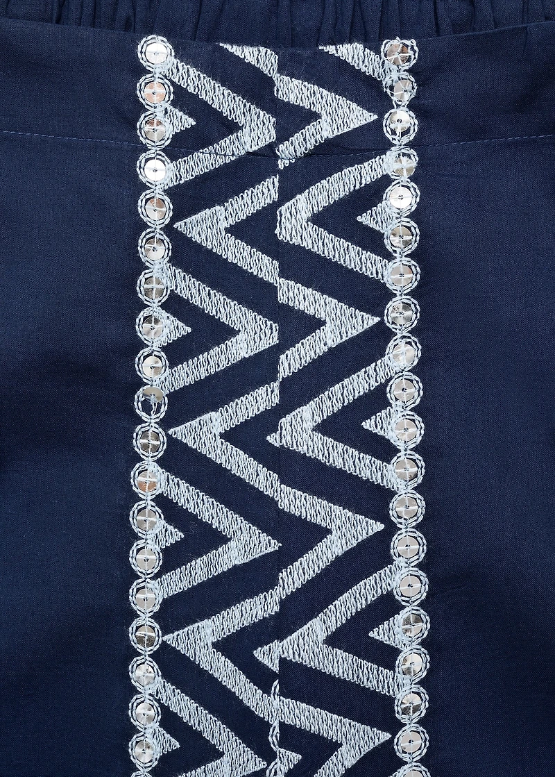 Embroidered straight-fit pants