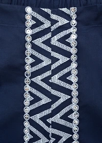 Embroidered straight-fit pants