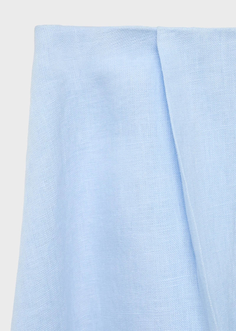 Linen skirt with pleat detail