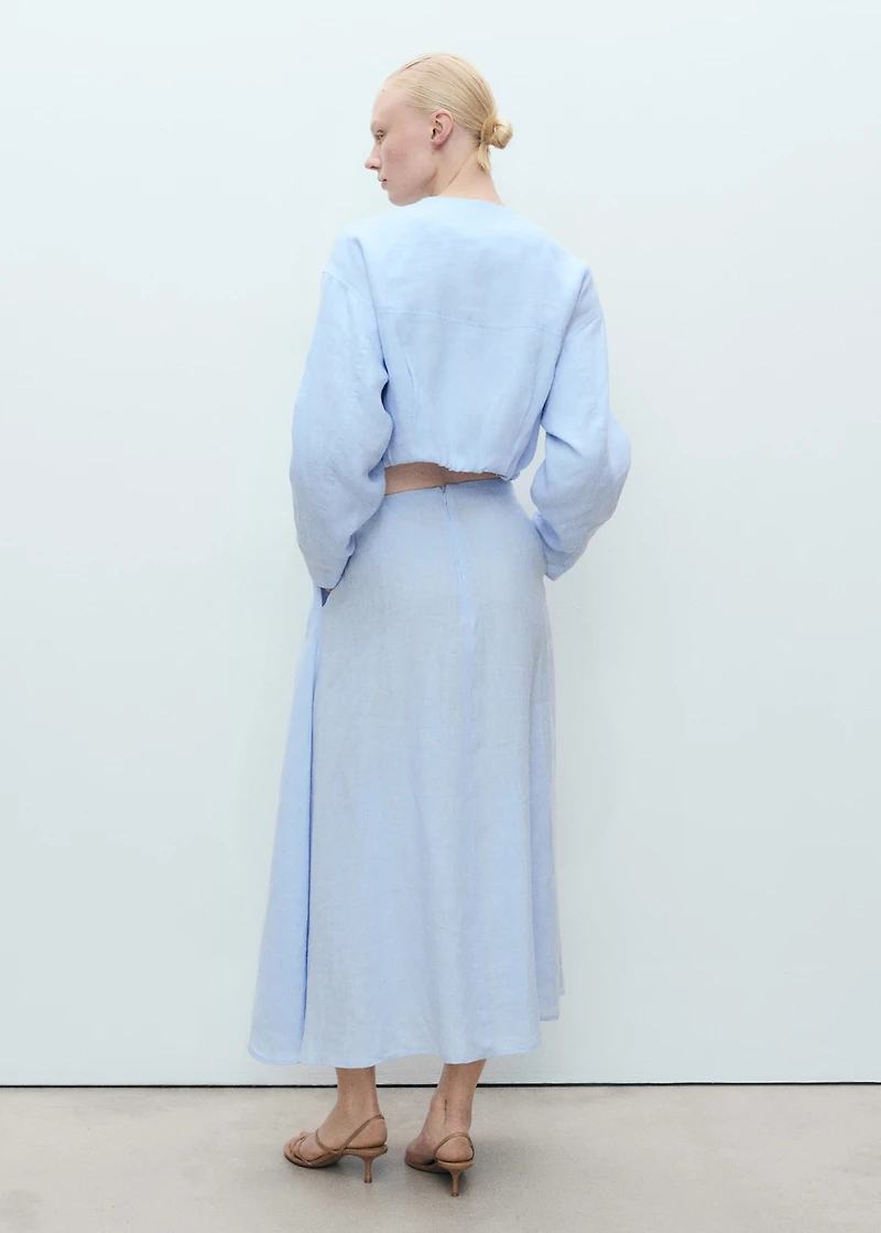 Linen skirt with pleat detail