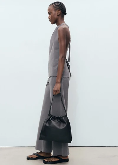 Straight pants with fine belt