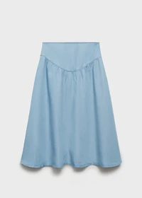 Soft denim midi-skirt with gathered detail