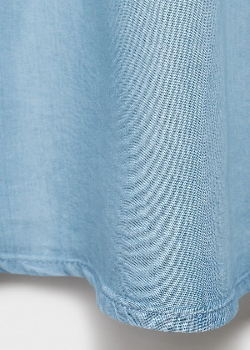 Soft denim midi-skirt with gathered detail