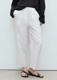 Straight linen-blend pants
