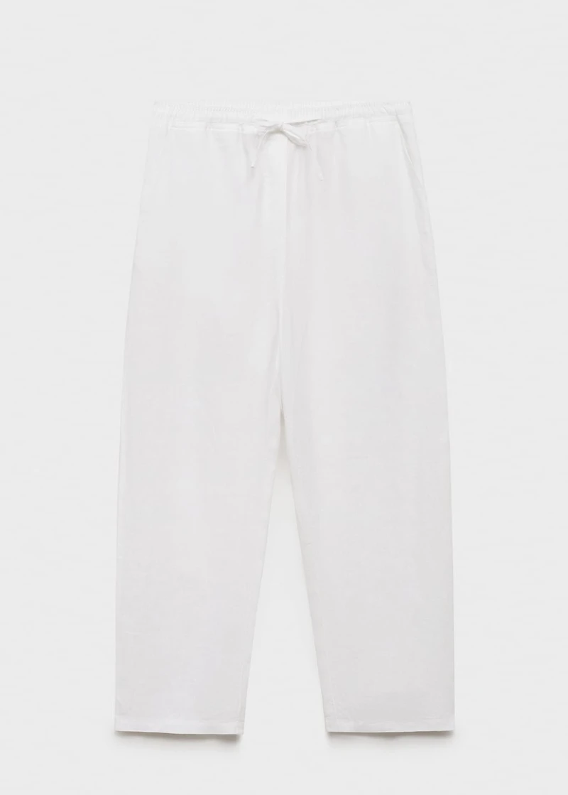 Straight linen-blend pants
