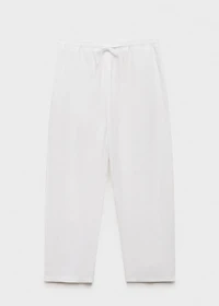 Straight linen-blend pants