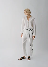 Straight linen-blend pants