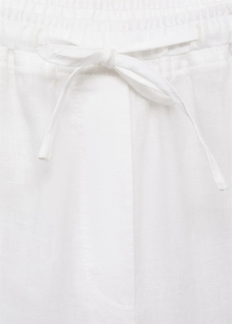 Straight linen-blend pants