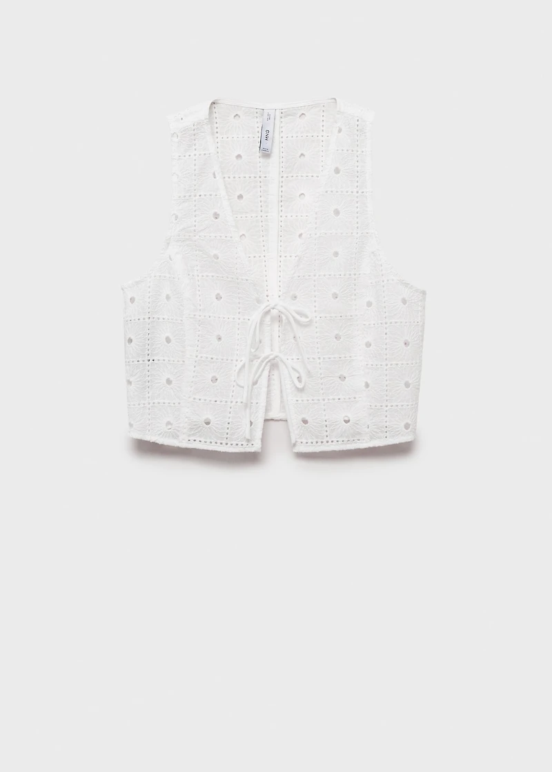 Embroidered cotton vest with bows